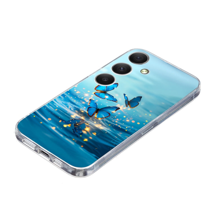 For Samsung Galaxy S25 5G Colorful Painting Pattern TPU Phone Case(Blue Butterflies)