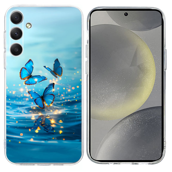 For Samsung Galaxy S25 5G Colorful Painting Pattern TPU Phone Case(Blue Butterflies)