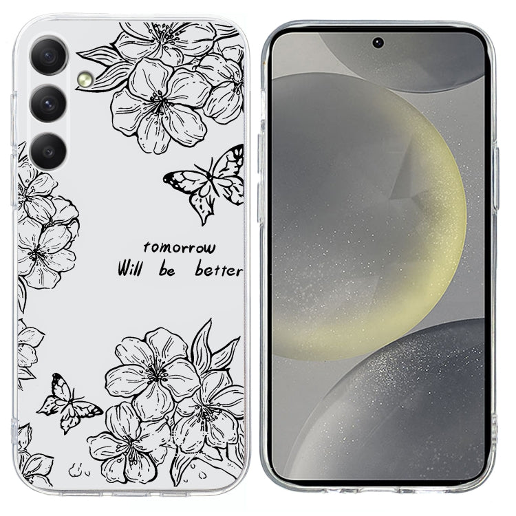 For Samsung Galaxy S25 5G Colorful Painting Pattern TPU Phone Case(Butterfly Flower)
