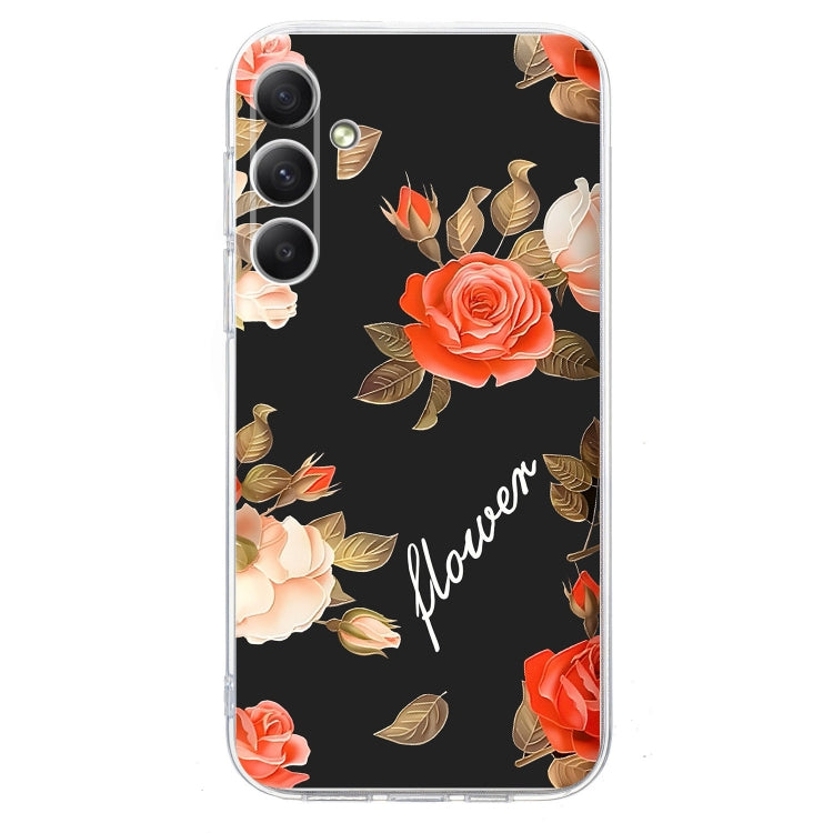 For Samsung Galaxy S25 5G Colorful Painting Pattern TPU Phone Case(Flowers On Black)