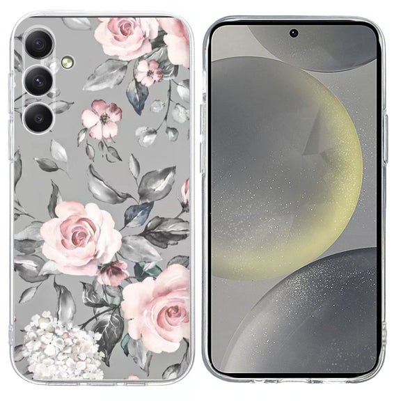 For Samsung Galaxy S25 5G Colorful Painting Pattern TPU Phone Case(Flowers On Grey)