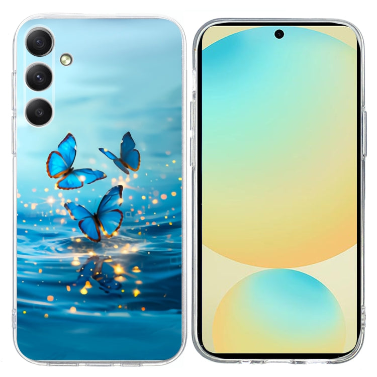 For Samsung Galaxy S25 FE 5G Colorful Painting Pattern TPU Phone Case(Blue Butterflies)