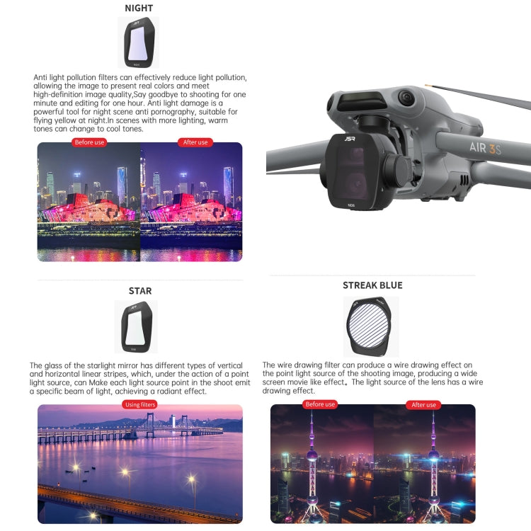For DJI Air 3S JSR CB Series Drone Lens Filter, Filter:ND16
