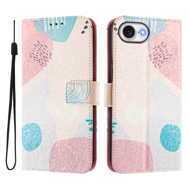 For iPhone 16e Art Colored Drawing Pattern Leather Phone Case(Graffiti puzzle)