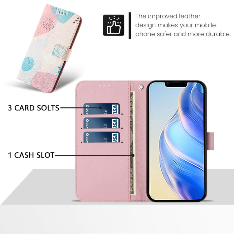 For iPhone 16e Art Colored Drawing Pattern Leather Phone Case(Graffiti puzzle)