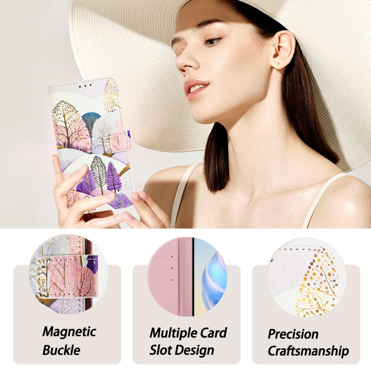 For iPhone 16e Art Colored Drawing Pattern Leather Phone Case(Landscape)
