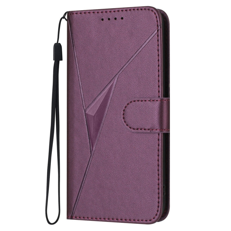 For Huawei Pura 70 Triangle Pattern Buckle Clasp Leather Phone Case(Dark Purple)