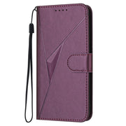For Huawei Pura 70 Triangle Pattern Buckle Clasp Leather Phone Case(Dark Purple)