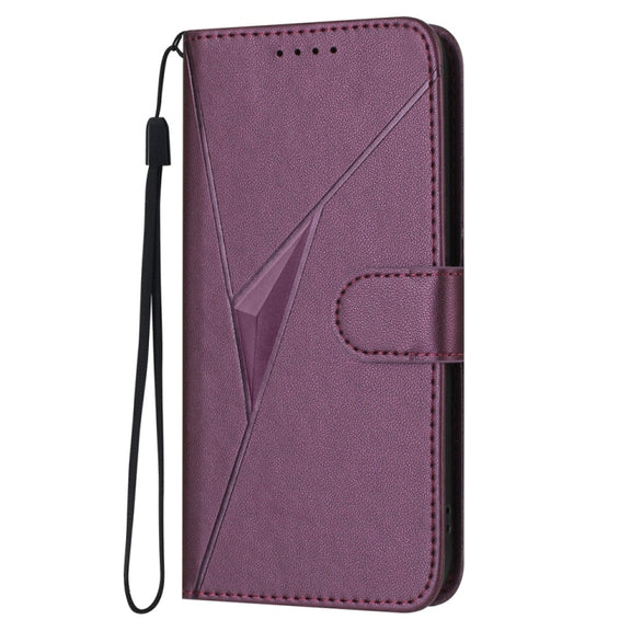 For Huawei Pura 70 Triangle Pattern Buckle Clasp Leather Phone Case(Dark Purple)