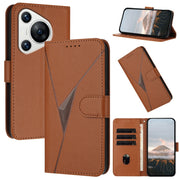 For Huawei Pura 70 Triangle Pattern Buckle Clasp Leather Phone Case(Brown)