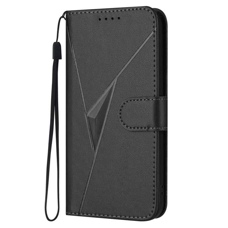 For Huawei Pura 70 Triangle Pattern Buckle Clasp Leather Phone Case(Black)