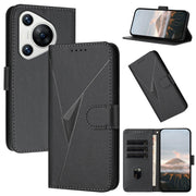 For Huawei Pura 70 Triangle Pattern Buckle Clasp Leather Phone Case(Black)