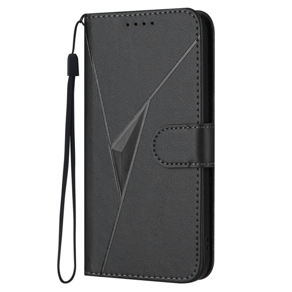 For Huawei Pura 70 Triangle Pattern Buckle Clasp Leather Phone Case(Black)