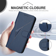 For Huawei Pura 70 Triangle Pattern Buckle Clasp Leather Phone Case(Royal Blue)