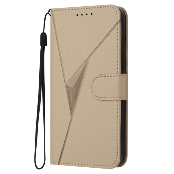 For Huawei Pura 70 Triangle Pattern Buckle Clasp Leather Phone Case(Gold)