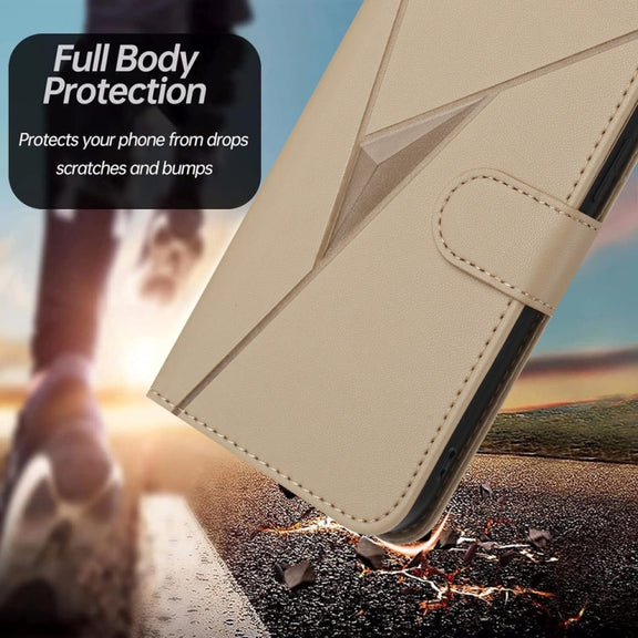 For Huawei Pura 70 Triangle Pattern Buckle Clasp Leather Phone Case(Gold)