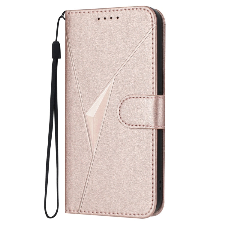 For Huawei Pura 70 Triangle Pattern Buckle Clasp Leather Phone Case(Rose Gold)