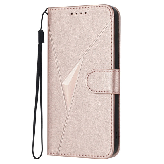 For Huawei Pura 70 Triangle Pattern Buckle Clasp Leather Phone Case(Rose Gold)