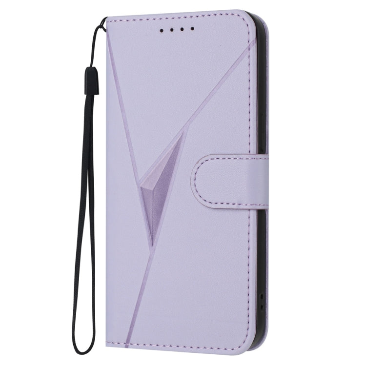For Huawei Pura 70 Triangle Pattern Buckle Clasp Leather Phone Case(Light Purple)