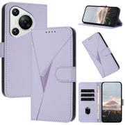 For Huawei Pura 70 Triangle Pattern Buckle Clasp Leather Phone Case(Light Purple)