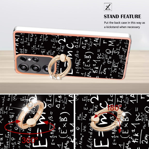 For Samsung Galaxy S25 Ultra 5G Electroplating Dual-side IMD Phone Case with Ring Holder(Equation)
