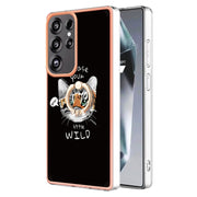 For Samsung Galaxy S25 Ultra 5G Electroplating Dual-side IMD Phone Case with Ring Holder(Natural Growth)