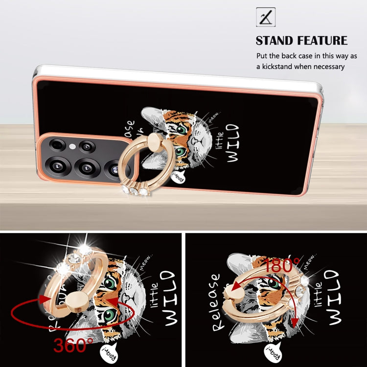 For Samsung Galaxy S25 Ultra 5G Electroplating Dual-side IMD Phone Case with Ring Holder(Natural Growth)