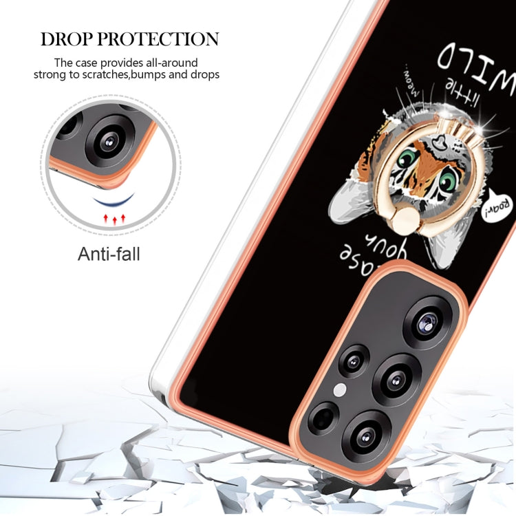 For Samsung Galaxy S25 Ultra 5G Electroplating Dual-side IMD Phone Case with Ring Holder(Natural Growth)