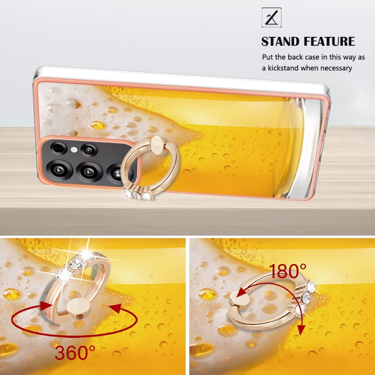 For Samsung Galaxy S25 Ultra 5G Electroplating Dual-side IMD Phone Case with Ring Holder(Draft Beer)
