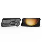 For Samsung Galaxy S25 5G Sliding Camshield TPU + PC Shockproof Phone Case with Holder(Black)
