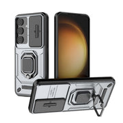 For Samsung Galaxy S25 5G Sliding Camshield TPU + PC Shockproof Phone Case with Holder(Grey)