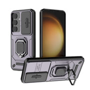 For Samsung Galaxy S25 5G Sliding Camshield TPU + PC Shockproof Phone Case with Holder(Purple)