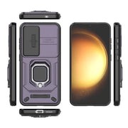 For Samsung Galaxy S25 5G Sliding Camshield TPU + PC Shockproof Phone Case with Holder(Purple)