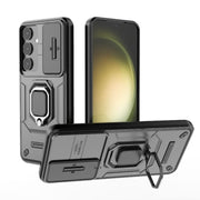 For Samsung Galaxy S25+ 5G Sliding Camshield TPU + PC Shockproof Phone Case with Holder(Black)
