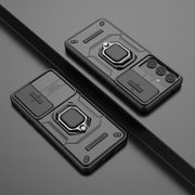 For Samsung Galaxy S25+ 5G Sliding Camshield TPU + PC Shockproof Phone Case with Holder(Black)
