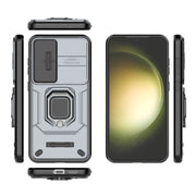 For Samsung Galaxy S25+ 5G Sliding Camshield TPU + PC Shockproof Phone Case with Holder(Grey)