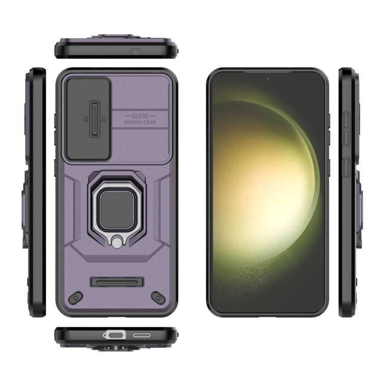 For Samsung Galaxy S25+ 5G Sliding Camshield TPU + PC Shockproof Phone Case with Holder(Purple)