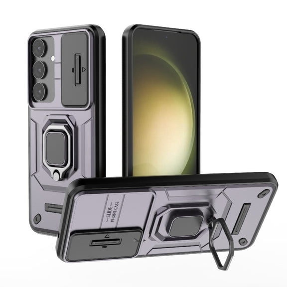 For Samsung Galaxy S25+ 5G Sliding Camshield TPU + PC Shockproof Phone Case with Holder(Purple)