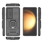 For Samsung Galaxy S25 Ultra 5G Sliding Camshield TPU + PC Shockproof Phone Case with Holder(Black)