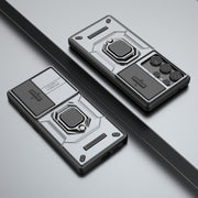 For Samsung Galaxy S25 Ultra 5G Sliding Camshield TPU + PC Shockproof Phone Case with Holder(Grey)