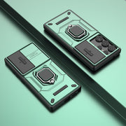 For Samsung Galaxy S25 Ultra 5G Sliding Camshield TPU + PC Shockproof Phone Case with Holder(Green)