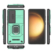 For Samsung Galaxy S25 Ultra 5G Sliding Camshield TPU + PC Shockproof Phone Case with Holder(Green)