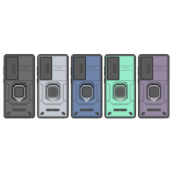 For Samsung Galaxy S25 Ultra 5G Sliding Camshield TPU + PC Shockproof Phone Case with Holder(Green)