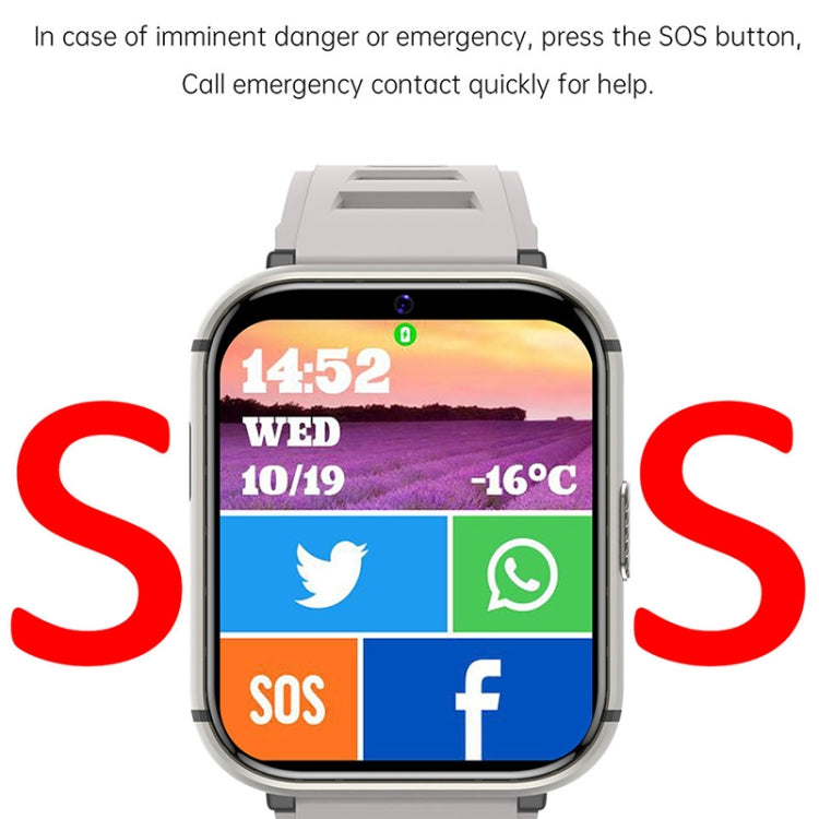 UNIWA DM66 4G Calling Smart Watch, 4GB+64GB, 1.99 inch IPS Screen Android 9.0 Support WiFi GPS(Silver)