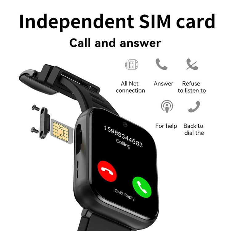 UNIWA DM66 4G Calling Smart Watch, 4GB+64GB, 1.99 inch IPS Screen Android 9.0 Support WiFi GPS(Silver)