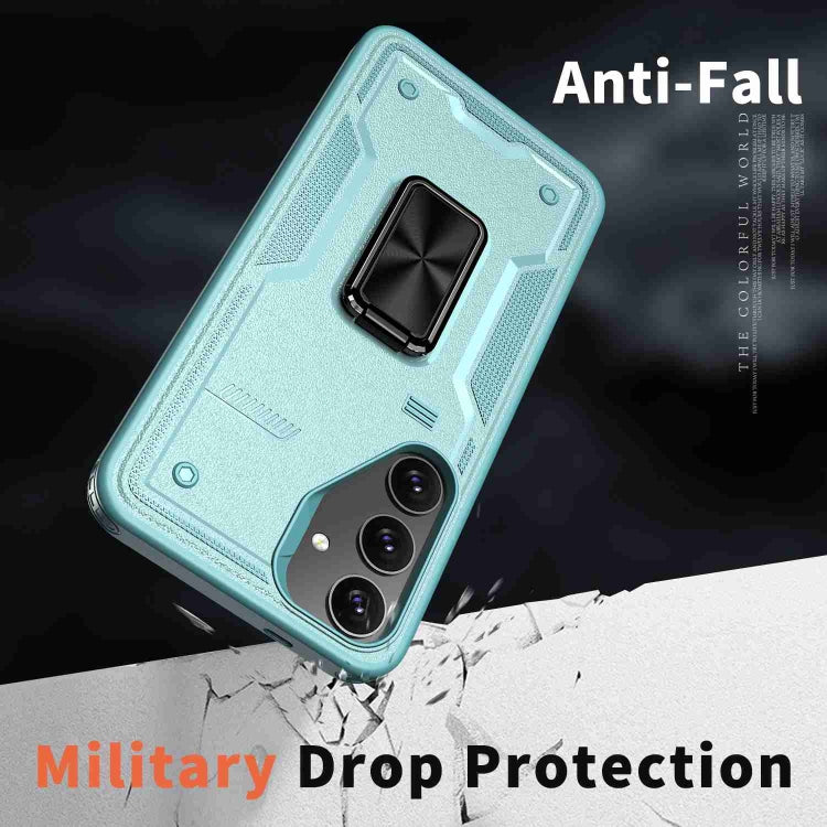 For Samsung Galaxy S25+ 5G Ring Holder PC Hybrid TPU Phone Case(Blue)