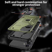 For Samsung Galaxy S25+ 5G Ring Holder PC Hybrid TPU Phone Case(Olive Green)