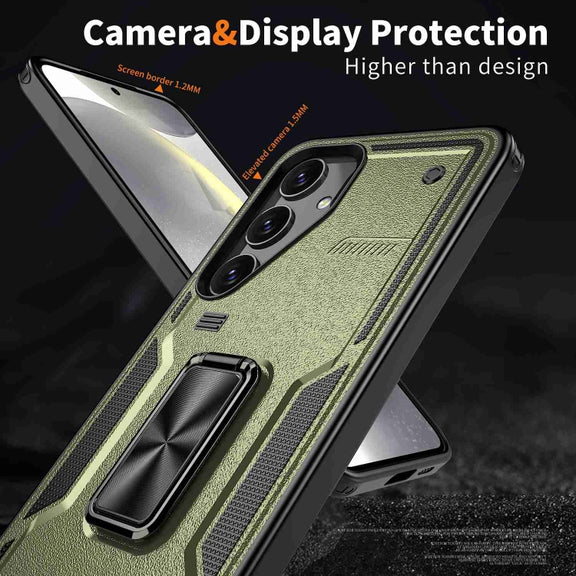 For Samsung Galaxy S25+ 5G Ring Holder PC Hybrid TPU Phone Case(Olive Green)