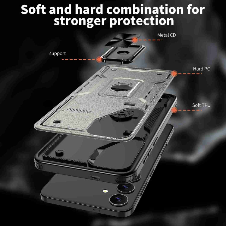 For Samsung Galaxy S25+ 5G Ring Holder PC Hybrid TPU Phone Case(Titanium Grey)