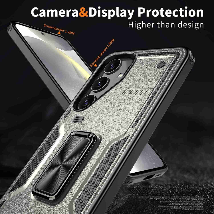 For Samsung Galaxy S25+ 5G Ring Holder PC Hybrid TPU Phone Case(Titanium Grey)